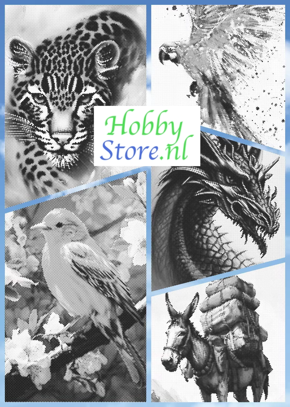 DOT Painting - Dierencollectie | Luipaard, Vogel, Hond, Ezel, Kat, Adelaar, Papegaai & Meer
