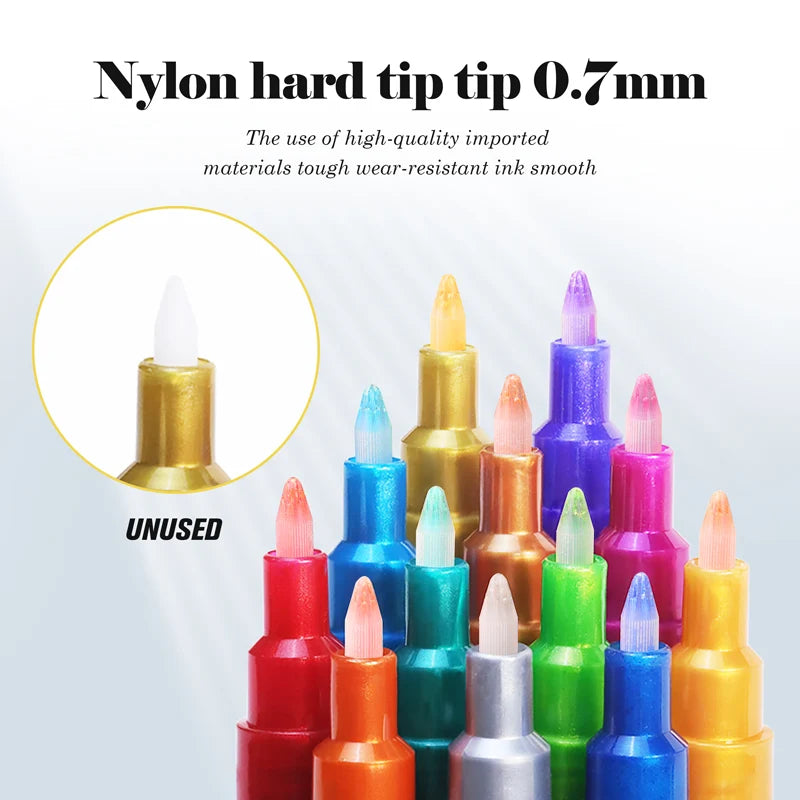 Stiften set metallic acryl voor steen, glas, hout en meer – 0.7mm punt