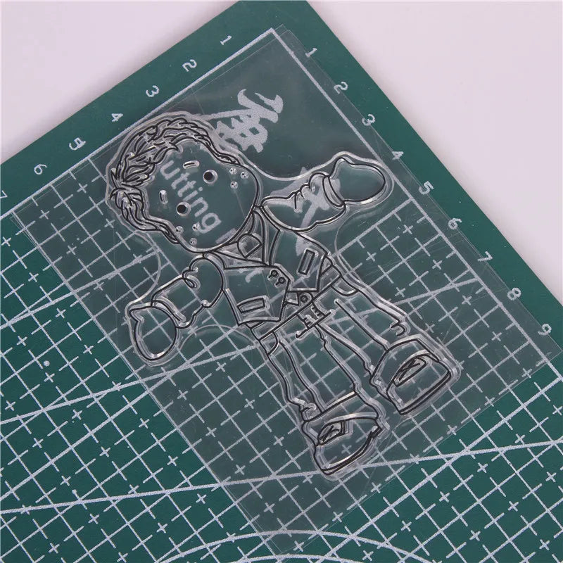 Stempel jongen patroon – transparante rubberen stempel 7×9cm