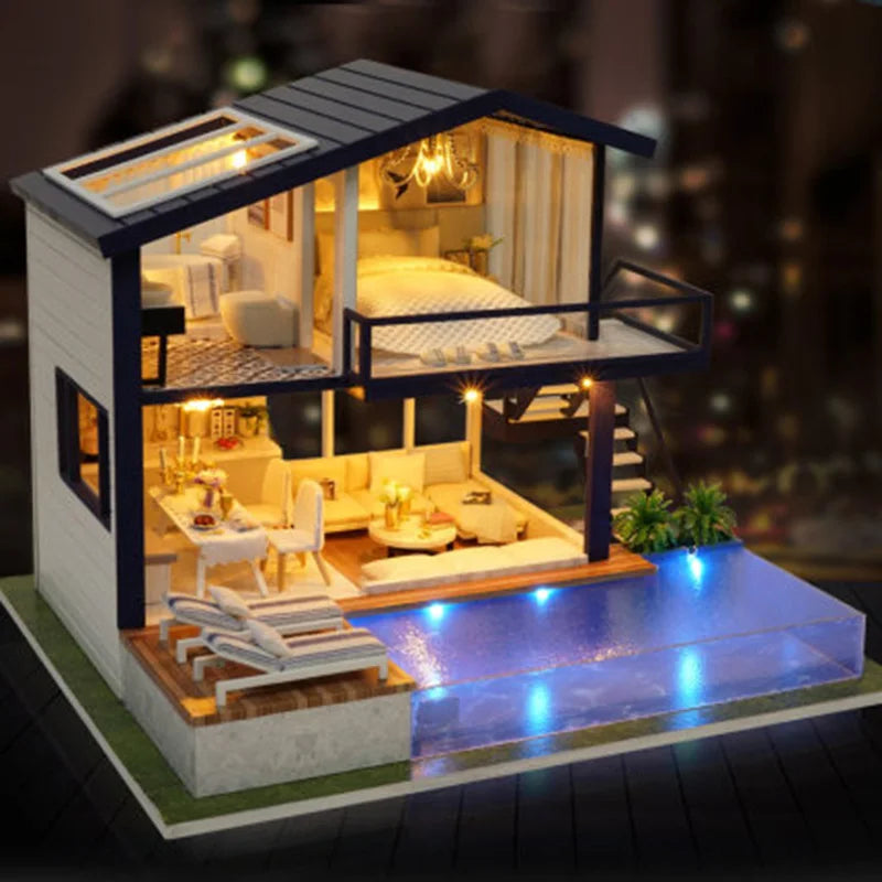 Zelfbouw Miniatuurhuisje – Compleet Houten Bouwpakket met Meubels