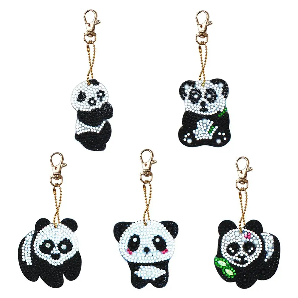 Diamond Painting Sleutelhanger set - Panda - Acryl Sleutelhangers