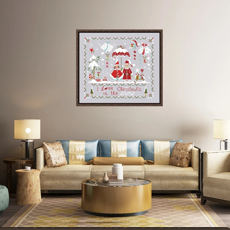 Borduurpakket Kerstmis Cartoon – Telpatroon op 11/14/18ct Aida