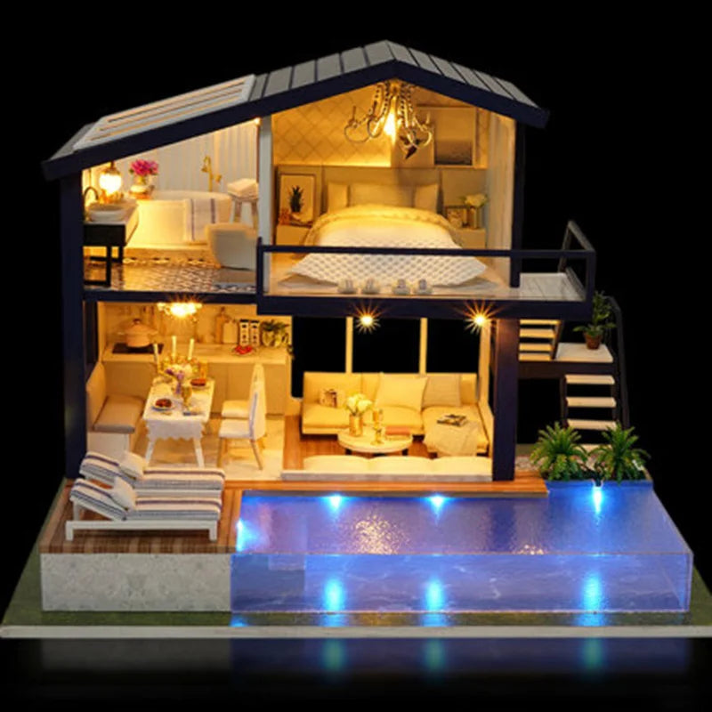 Zelfbouw Miniatuurhuisje – Compleet Houten Bouwpakket met Meubels