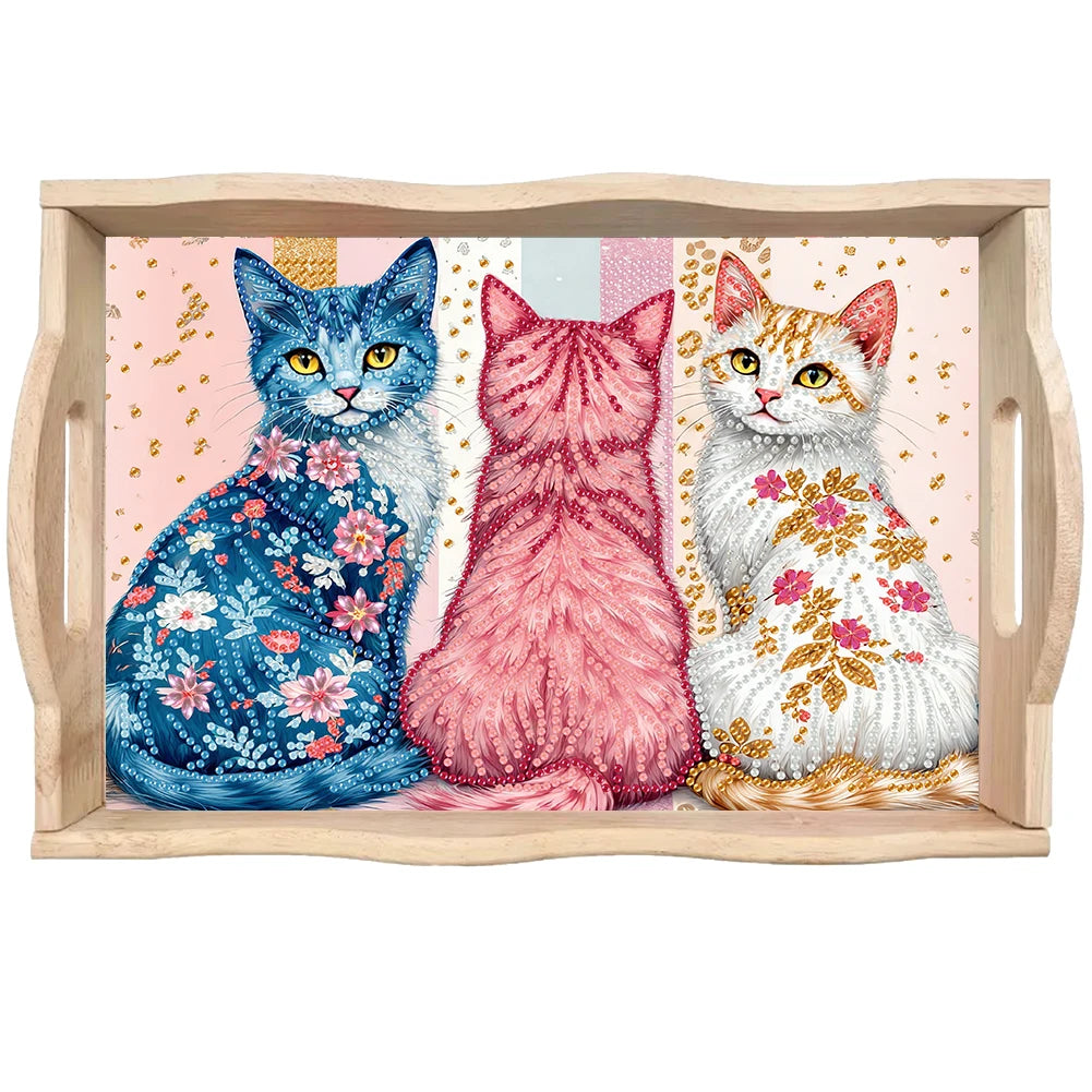Diamond Painting Dienblad met Handvat - Houten Decoratief Dienblad met Kleurrijke Patronen - Voor Ontbijt, Snacks en Decoratie