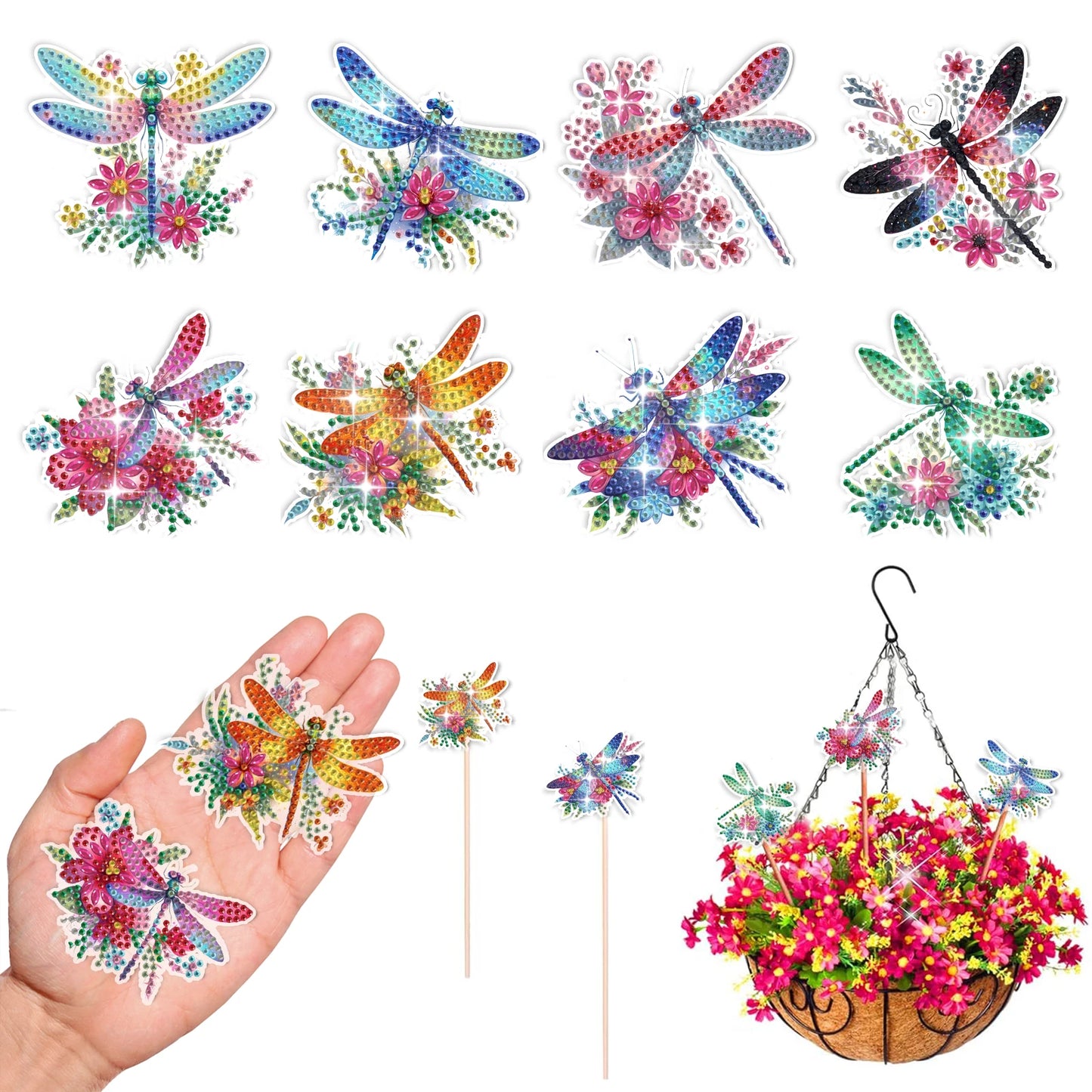 Diamond Painting Plantensteker Vlinders en Vogels – Set van 8