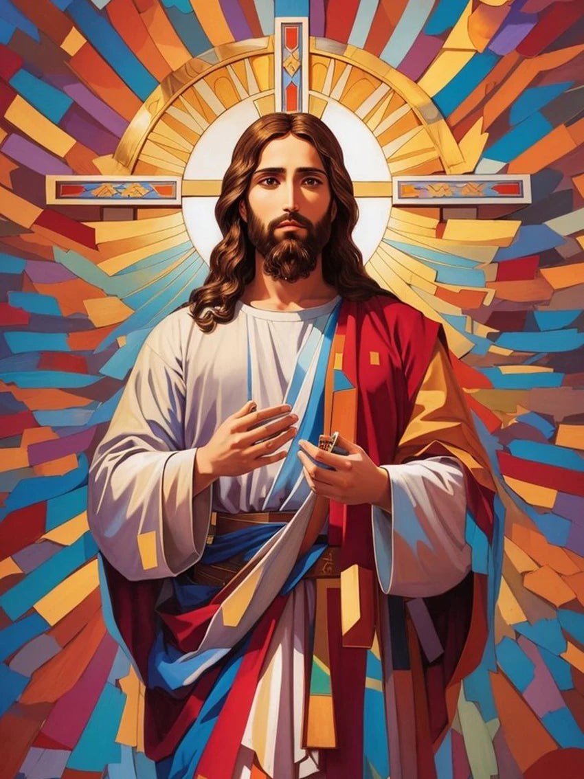 AB Diamond Painting op canvas – Religieus Thema – Jezus – Volledige bedekking – Keuze uit ronde of vierkante AB/Fairydust steentjes