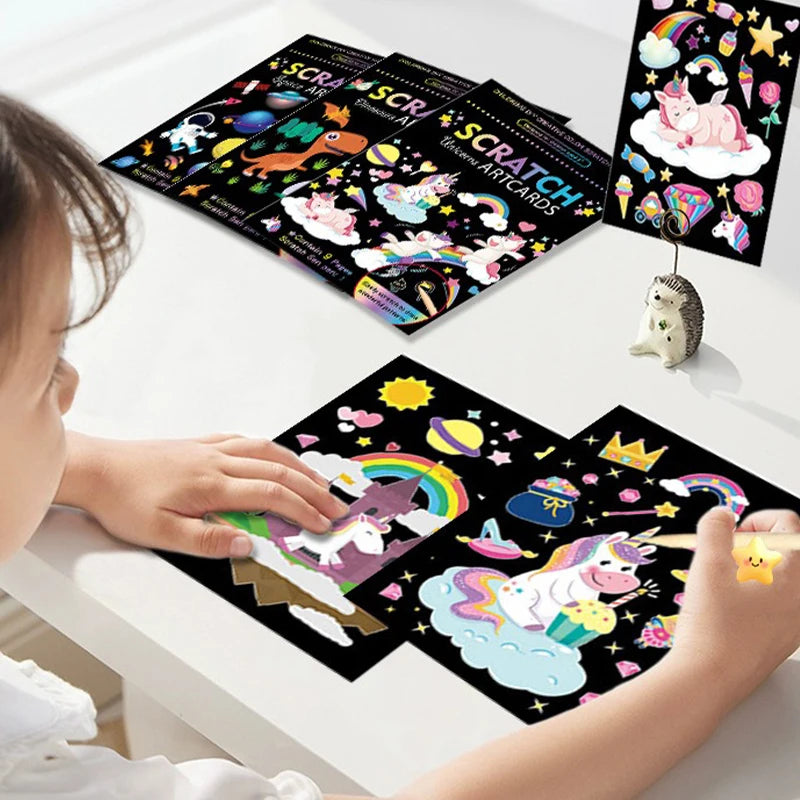 Krastekeningen Ruimte & Dieren – Creatieve Set voor Kinderen (9 stuks)