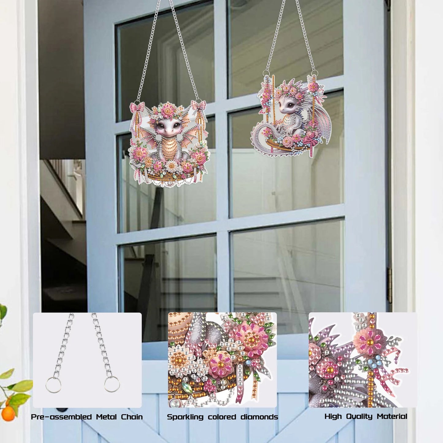 Diamond Painting Hangend Ornament - Schattige Draken (2 stuks)