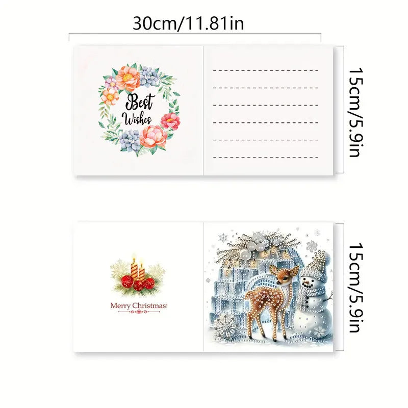 Diamond Painting Kerstkaarten Set – 6 Stuks