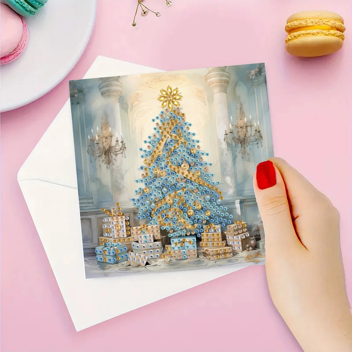 Diamond Painting Kerstkaarten Set - Sneeuwpop Thema (6 stuks)