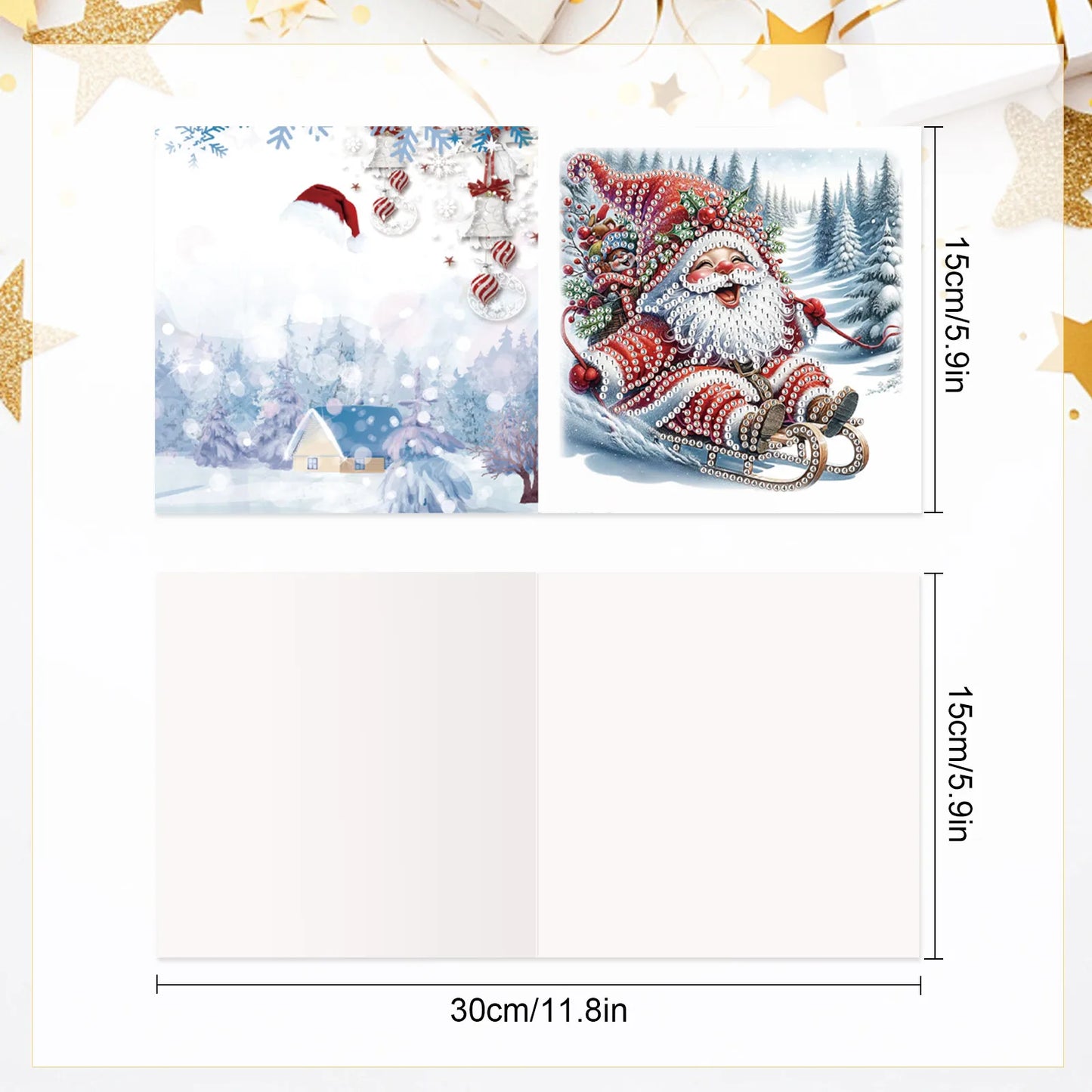 Diamond Painting Kerstkaarten set – 6 stuks met enveloppen en feestelijk design