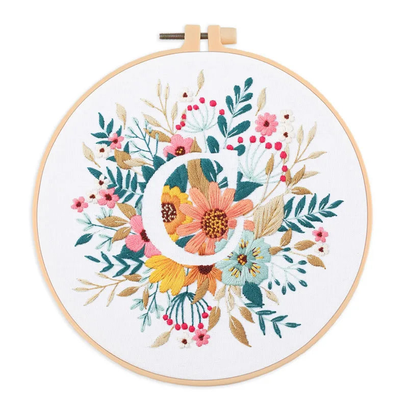 Borduurpakket Rond – Eekhoorn & Bloemen – Compleet Starterset