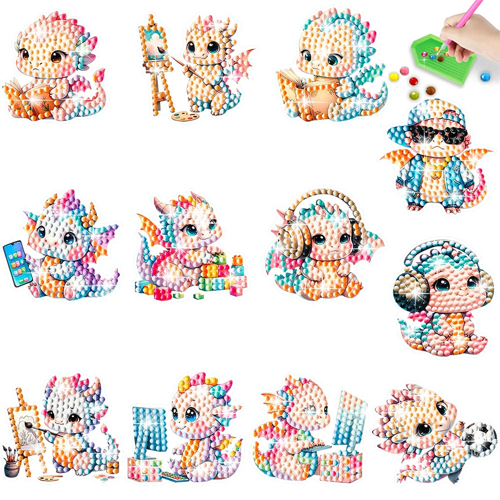 Diamond Painting Sticker set - Draken Mozaïek Stickers (12 stuks)