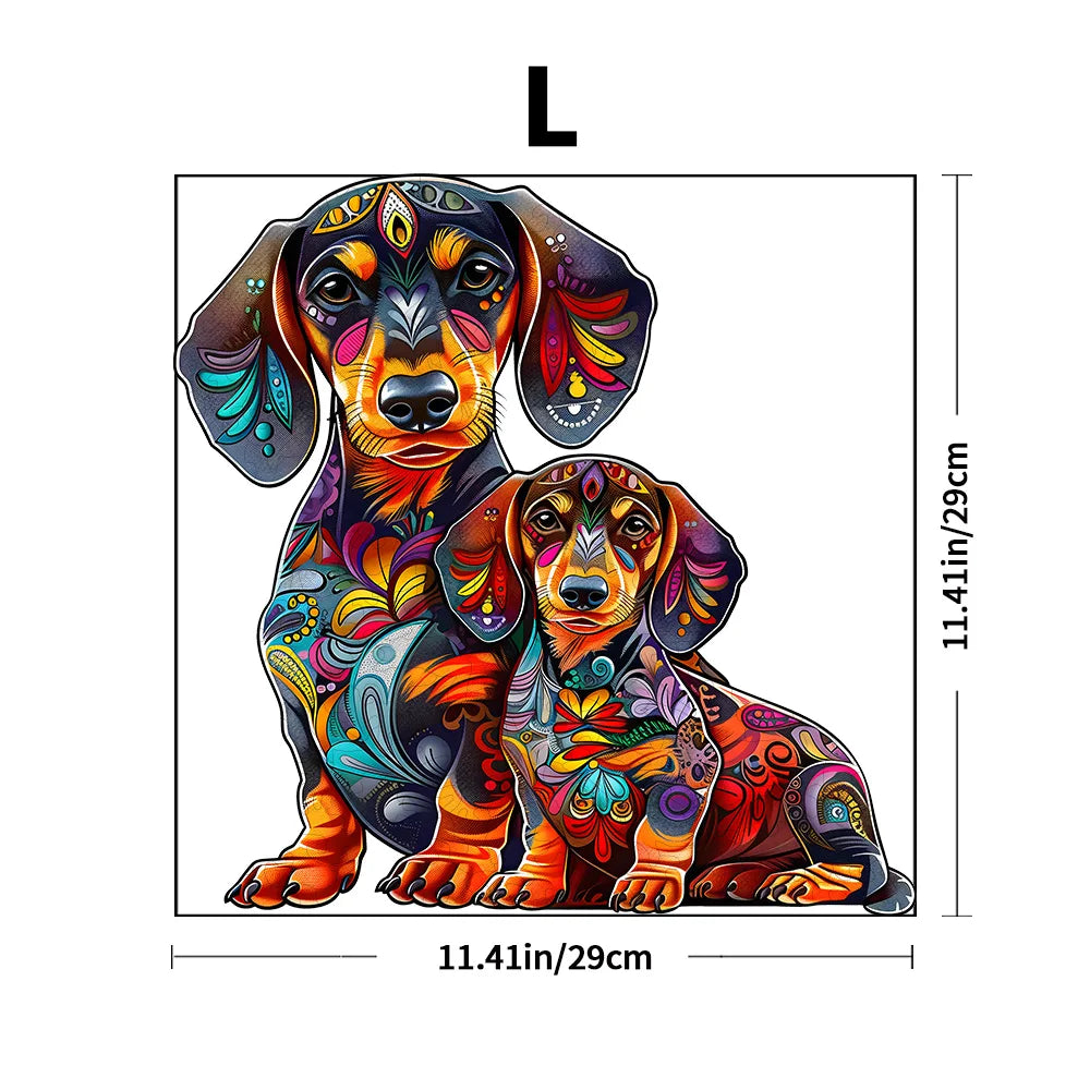 Houten figuren puzzel Teckel - Unieke dierenvormige puzzel - Magische houten puzzel van een hond