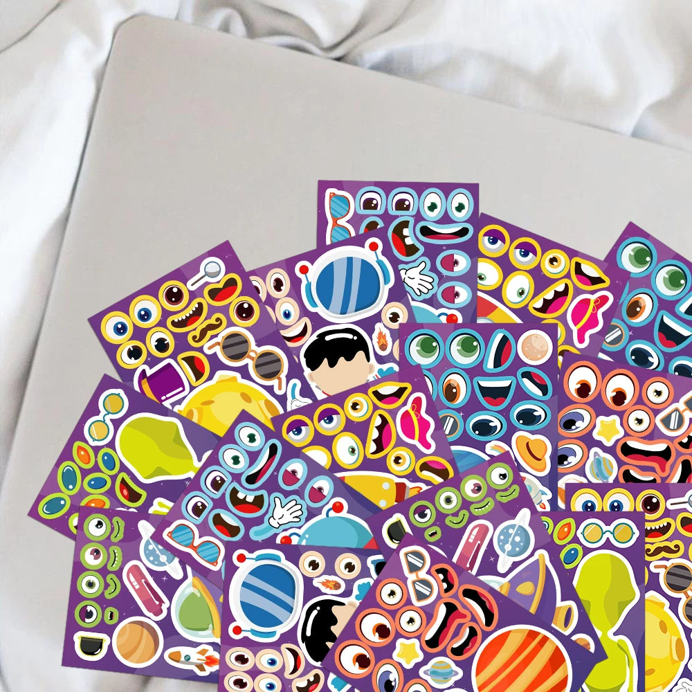 Sticker pret – Schattige ruimte stickers met planeten & astronauten (8 stuks)