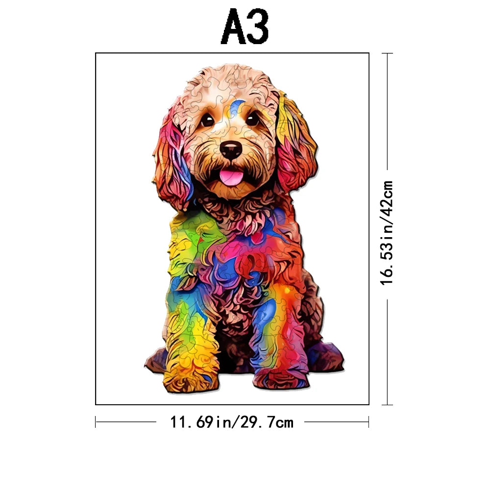 Houten figuren puzzel - Mysterieus dier (hond) - Educatief en interactief spel