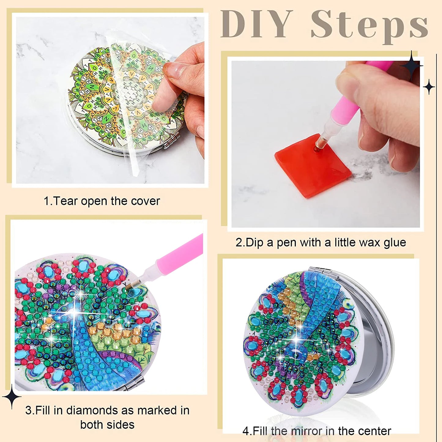 Diamond Painting Make-up Spiegel – Dierenontwerp