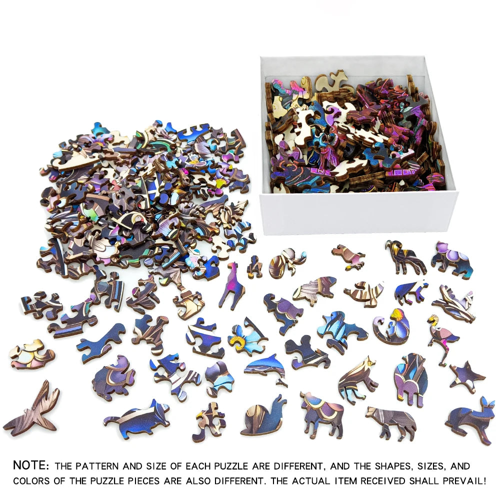 Houten figuren puzzel - Kleurrijk - Unieke dierenvormige puzzelstukjes voor volwassenen en kinderen