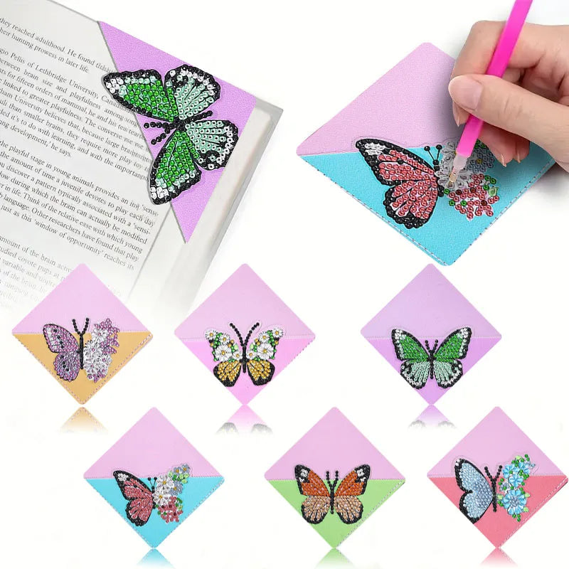 Diamond Painting Boekenlegger Vlinders Set van 6 Hoekboekenleggers