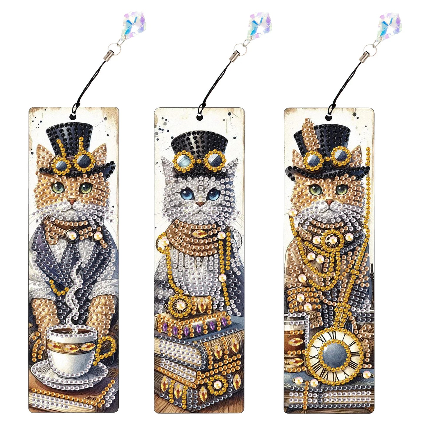 Diamond Painting Boekenlegger set dieren met kristallen details