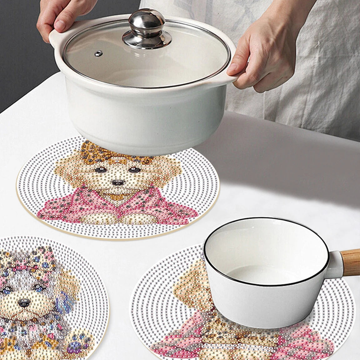 Diamond Painting Placemat met Schattige Puppy – Set van 3 Tafeldecoratie
