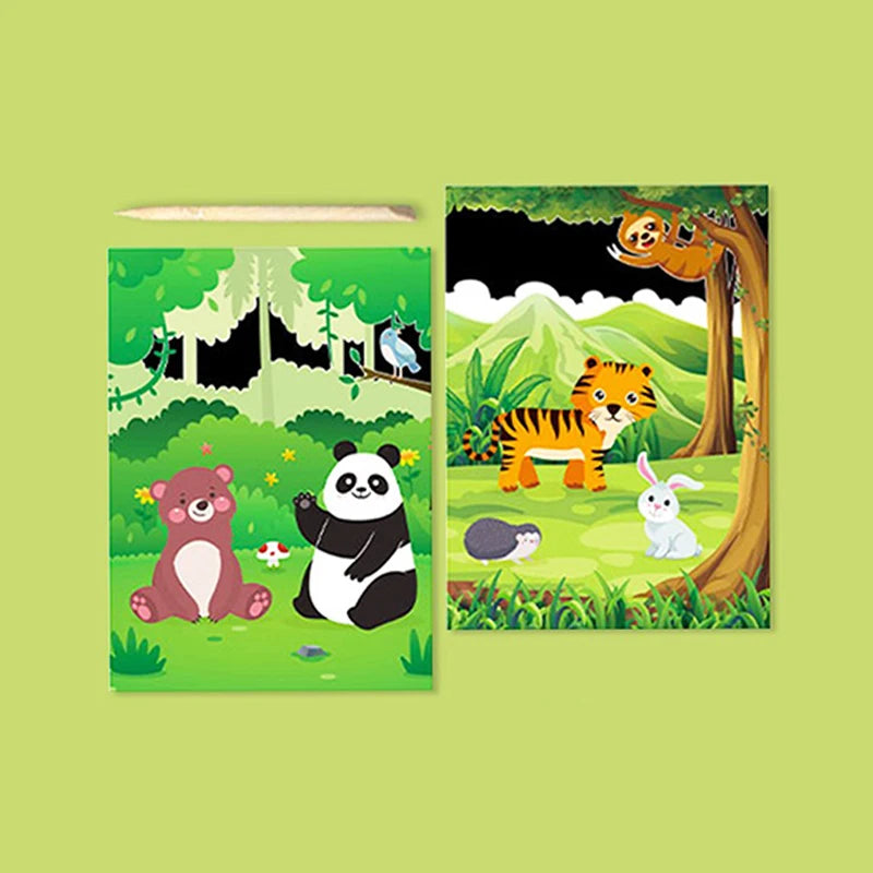 Krastekeningen Ruimte & Dieren – Creatieve Set voor Kinderen (9 stuks)