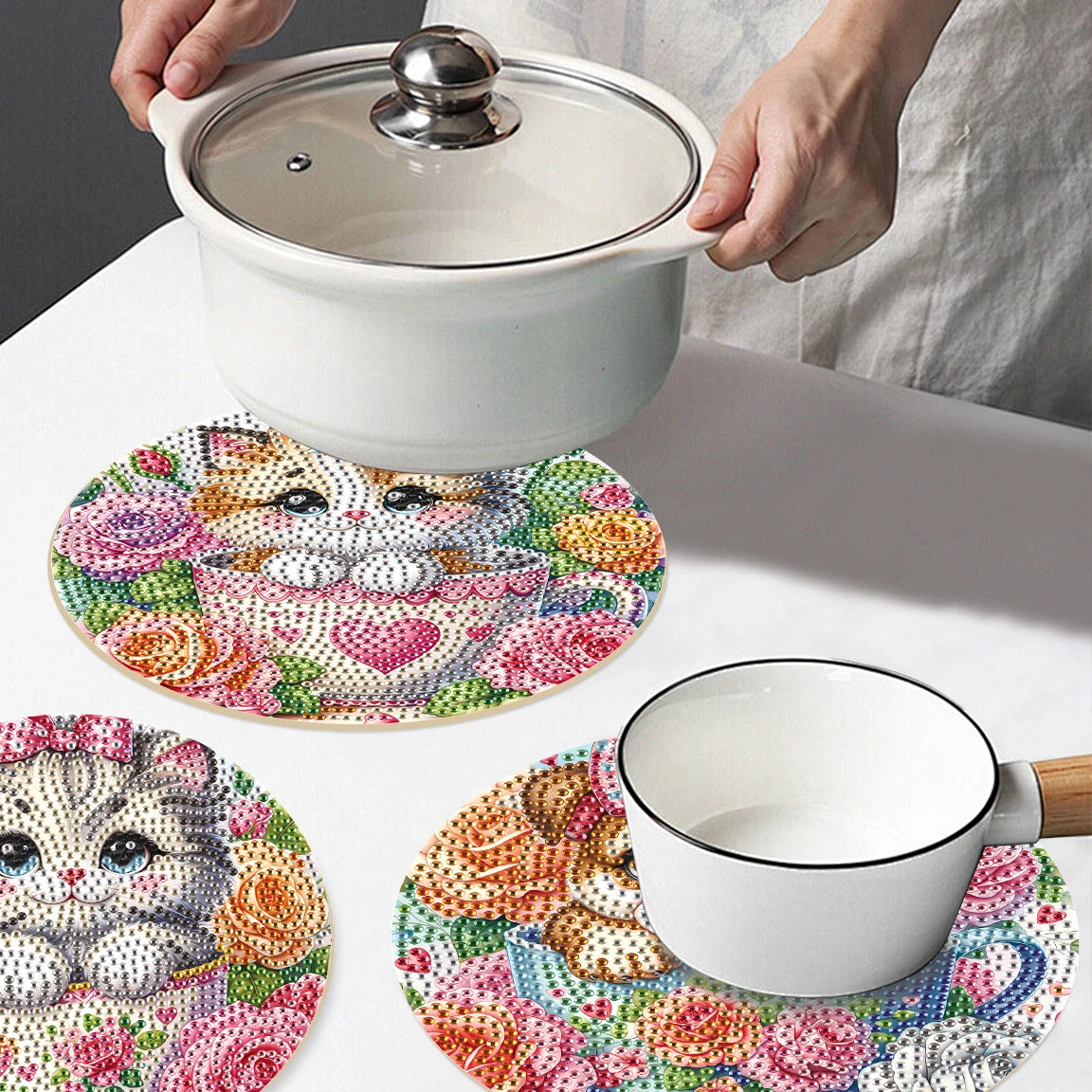 Diamond Painting Placemats – Dieren in theekopje Set van 3