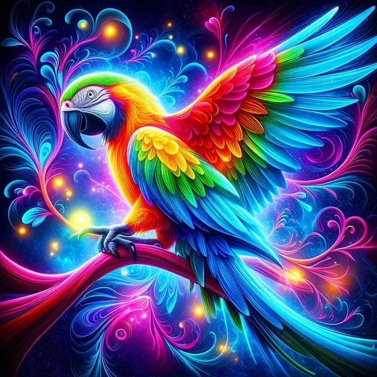 AB Diamond Painting op canvas Fantasy Dieren – Kleurrijke Phoenix, Draak en Leeuw