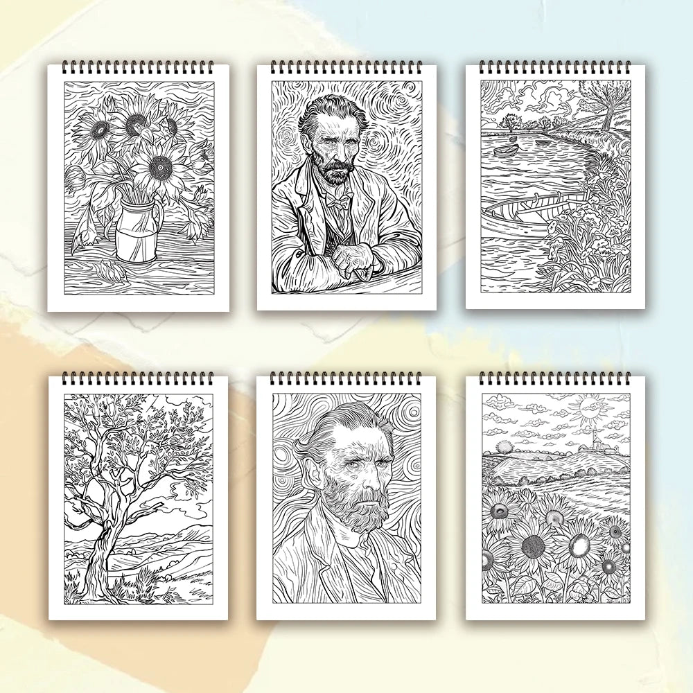 Kleurboek voor volwassenen – Vincent van Gogh inspiratie, 30 stevige pagina's