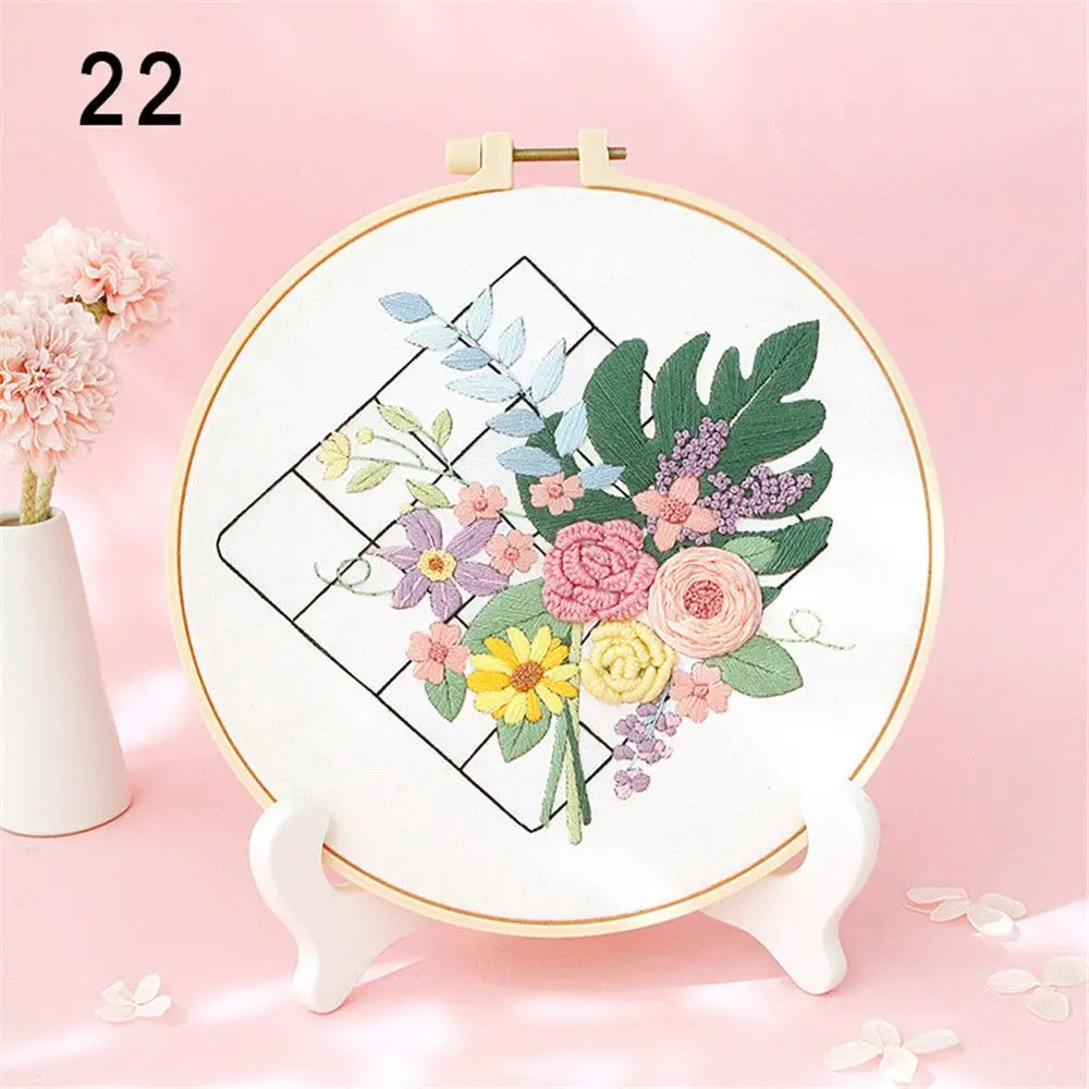 Borduurpakket Bloemen – Compleet Startpakket met borduurring (20 cm)