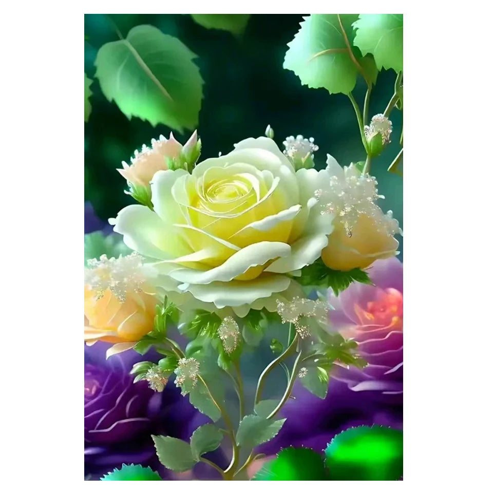 AB Diamond Painting op canvas – Gouden Rozen – Volledige bedekking – Keuze uit ronde of vierkante AB/Fairydust steentjes