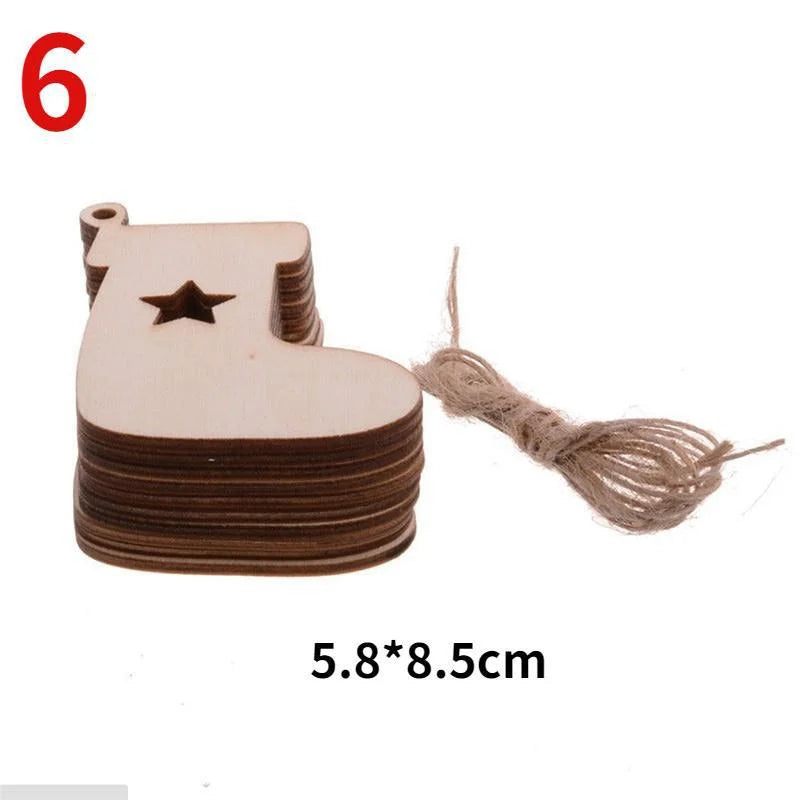 Houten figuur om zelf te schilderen/kleuren – 10 stuks kerstversiering hangers voor boom en feestdecoratie