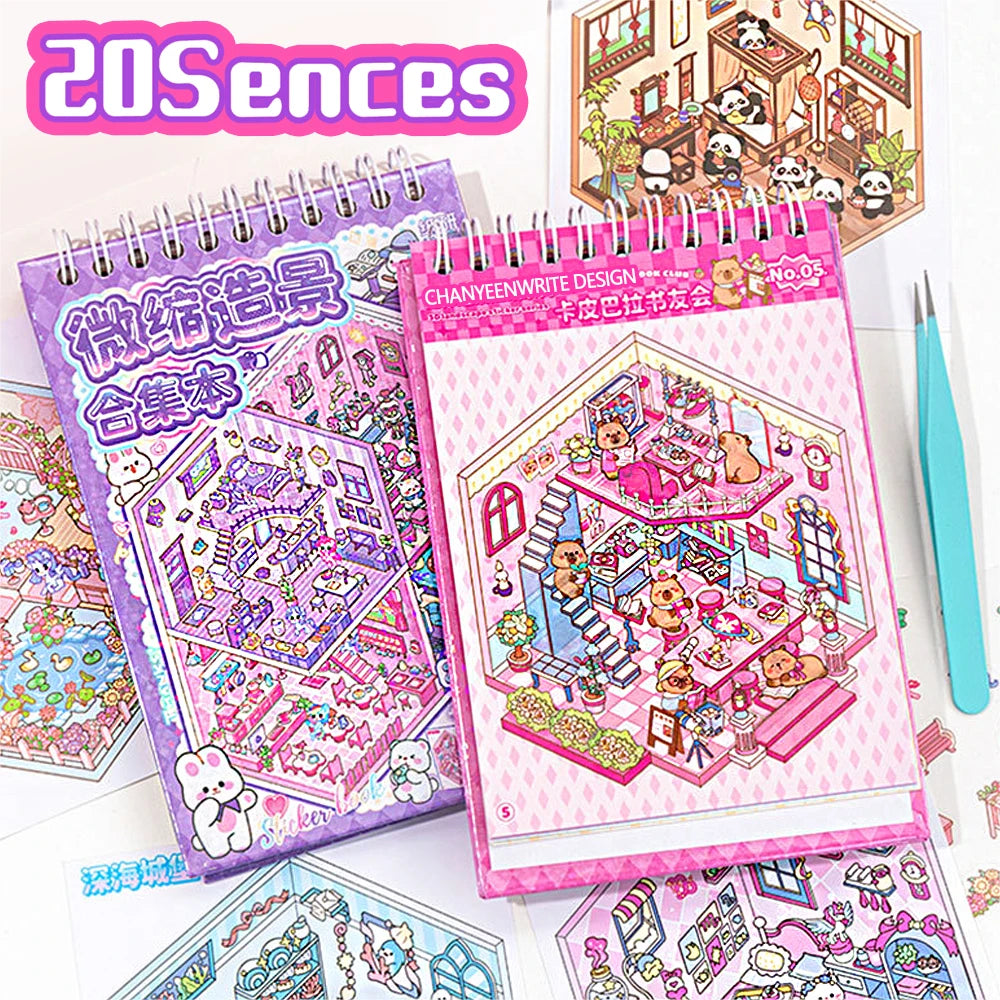 Sticker homestyling set landschap boek met cabin en interieur stickers