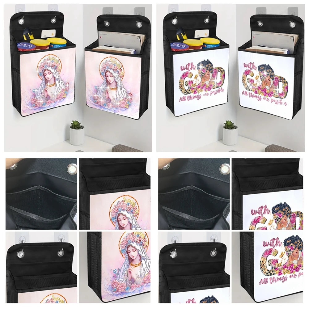 Diamond Painting Opbergzak Hond met Bloemen – Inclusief Steentjes en Tools