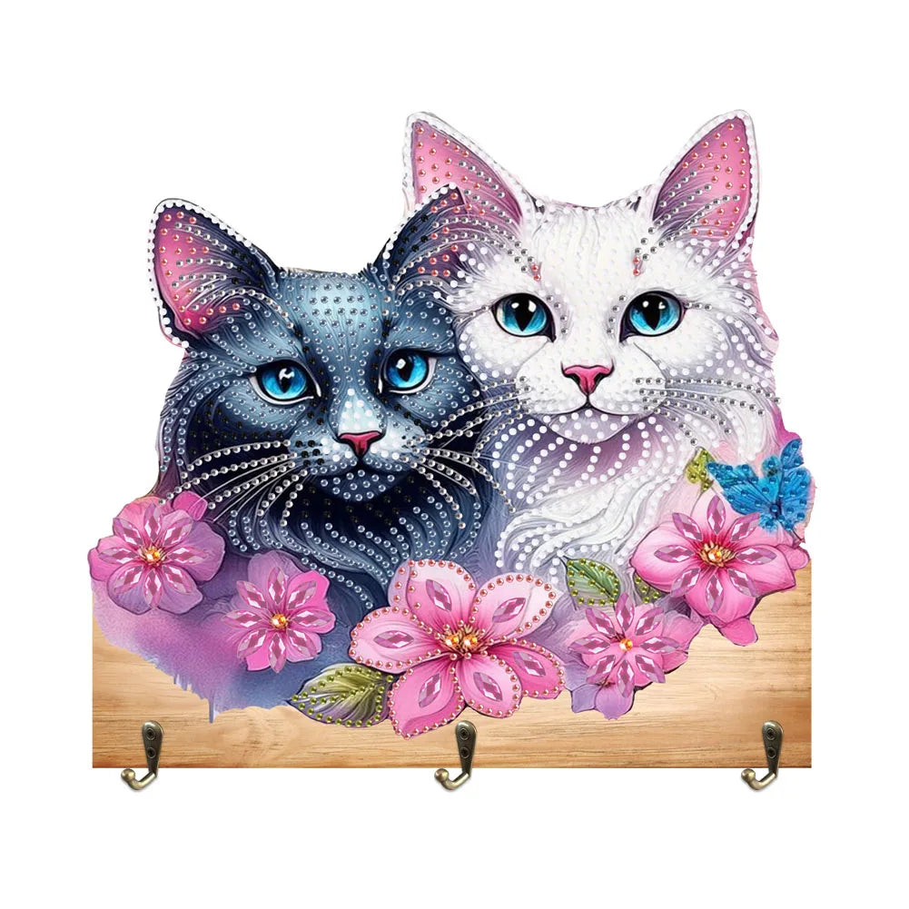 Diamond Painting Kapstok/Sleutelrek – Houten Haak met Schattig Dierendesign voor Keuken, Badkamer en Woonkamer