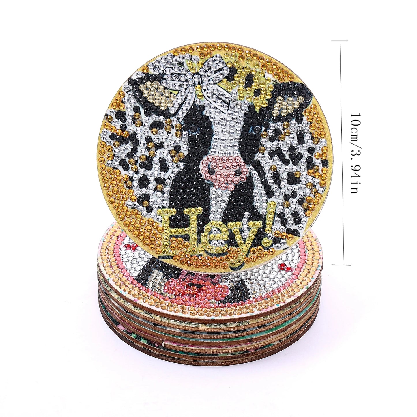 Diamond Painting Onderzetters Koeien, honden of katten met Houder
