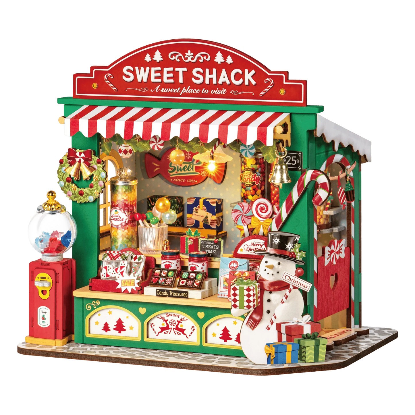 Zelfbouw miniatuur huisje met kersthaard – knus wintertafereel