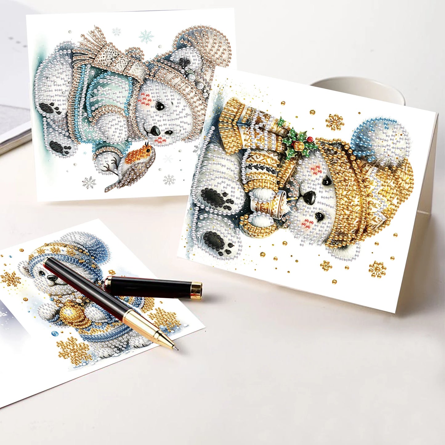 Diamond Painting Kerstkaarten set met 6 luxe kaarten en enveloppen