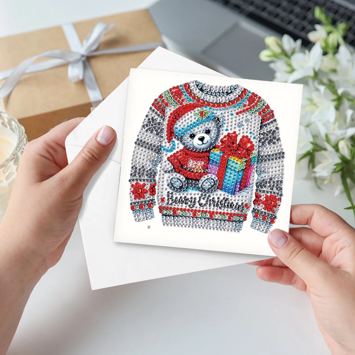 Diamond Painting Kerstkaarten set - Sweater Thema Wenskaarten 12 stuks