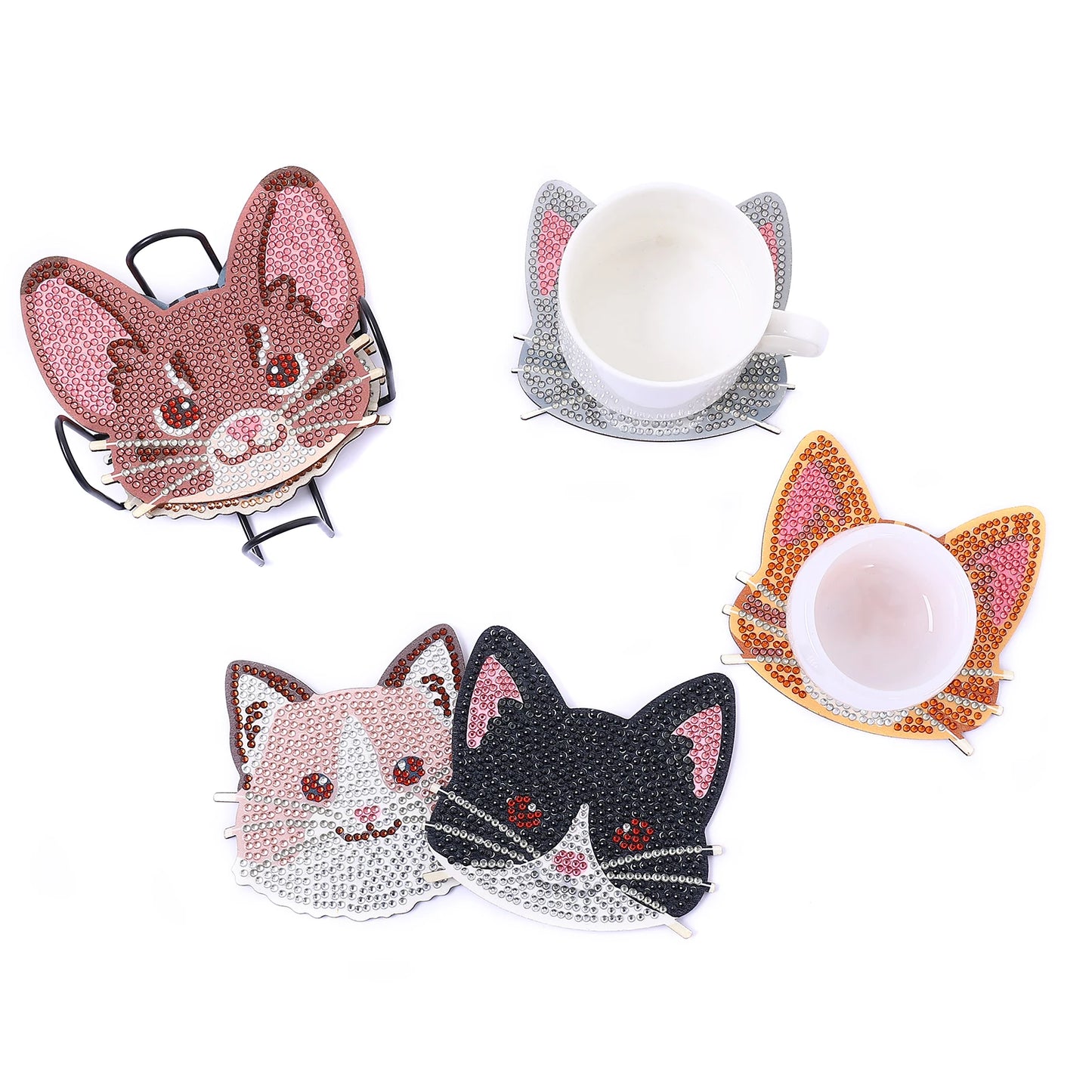 Diamond Painting Onderzetters Koeien, honden of katten met Houder