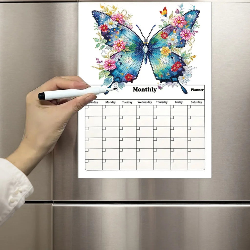Diamond Painting Kalender Vlinder Magnetische Planner voor Koelkast