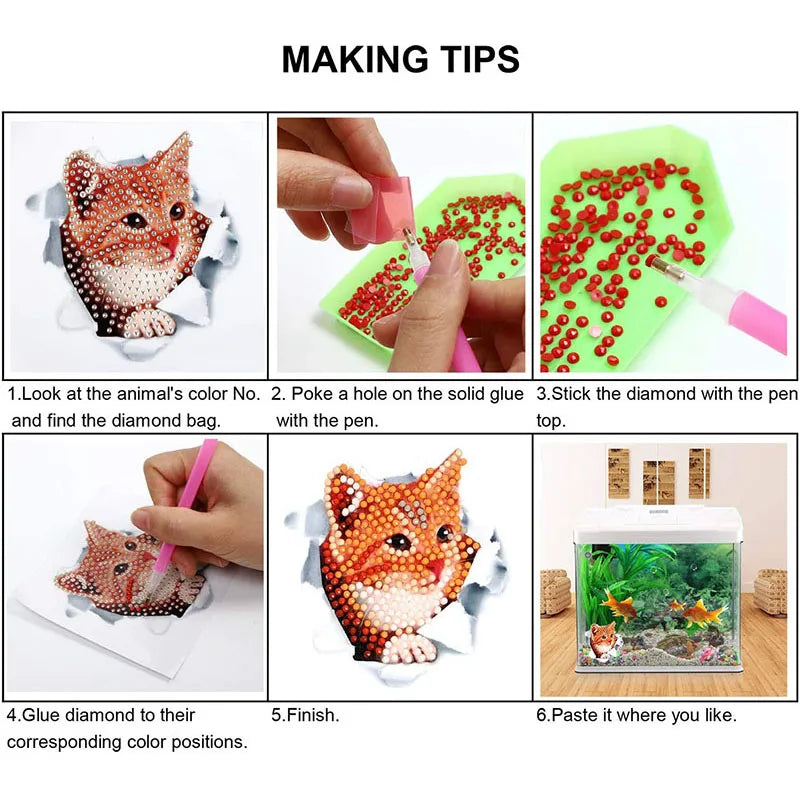 Diamond Painting Sticker set Hond & Kat – Inclusief Schudbakje en Steentjes