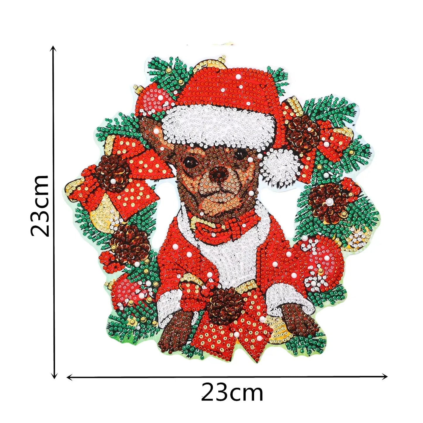 Diamond Painting Kerstkrans – Acryl Kerstdecoratie met Sneeuwpop – 23x23cm – Wandhanger