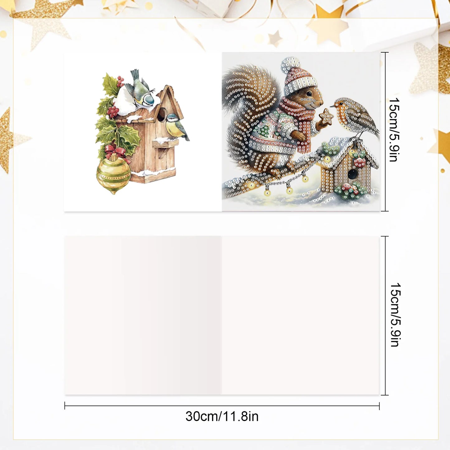 Diamond Painting Kerstkaarten set kerst eekhoorn wenskaarten met enveloppen 6 stuks