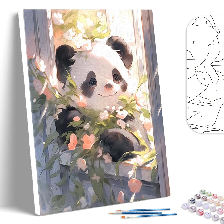 Schilderen op nummer dieren - Panda - Voor volwassenen