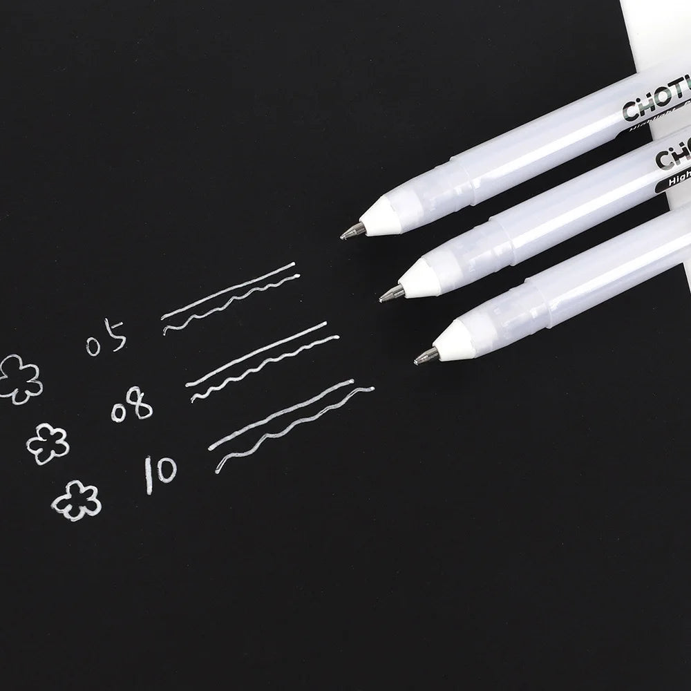 Gelpennen set met witte gelpennen – fijn, medium en breed voor tekenen en journaling