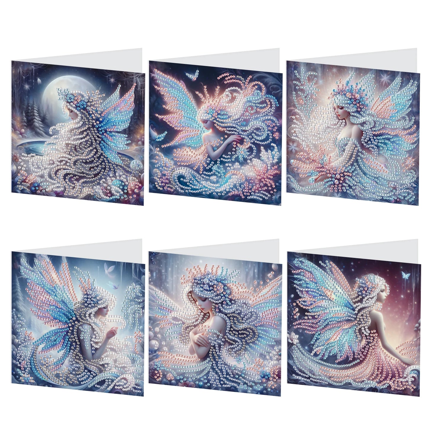 Diamond Painting Wenskaarten set – 6 stuks creatieve kaarten met strass steentjes - HKA104