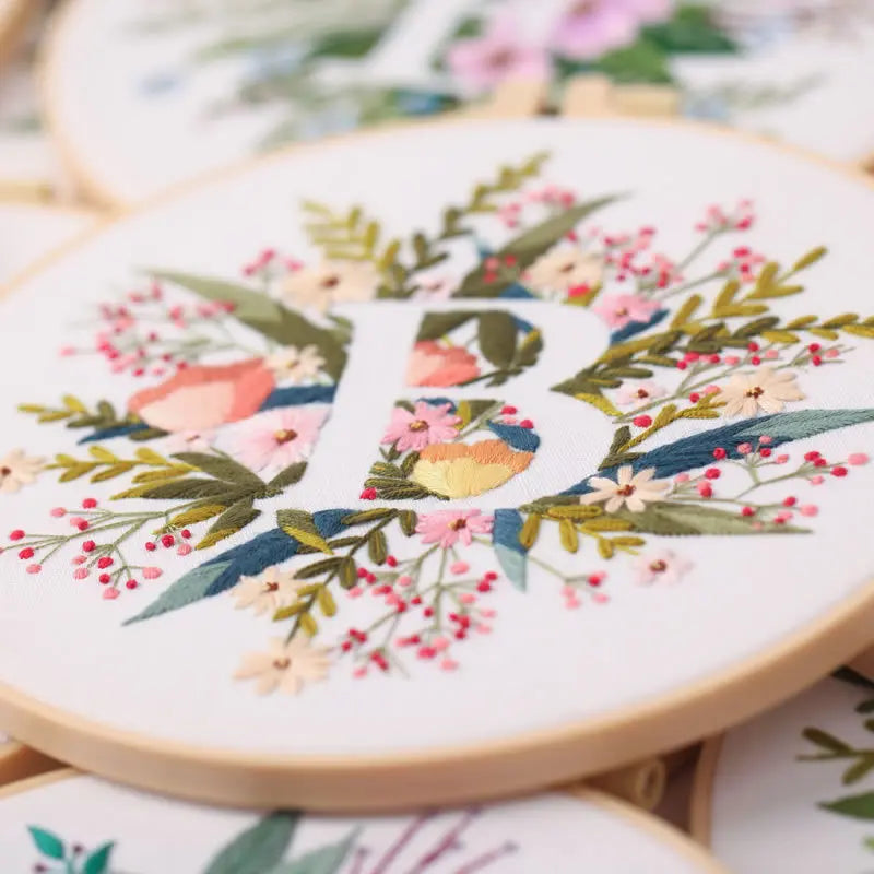 Borduurpakket Rond – Eekhoorn & Bloemen – Compleet Starterset