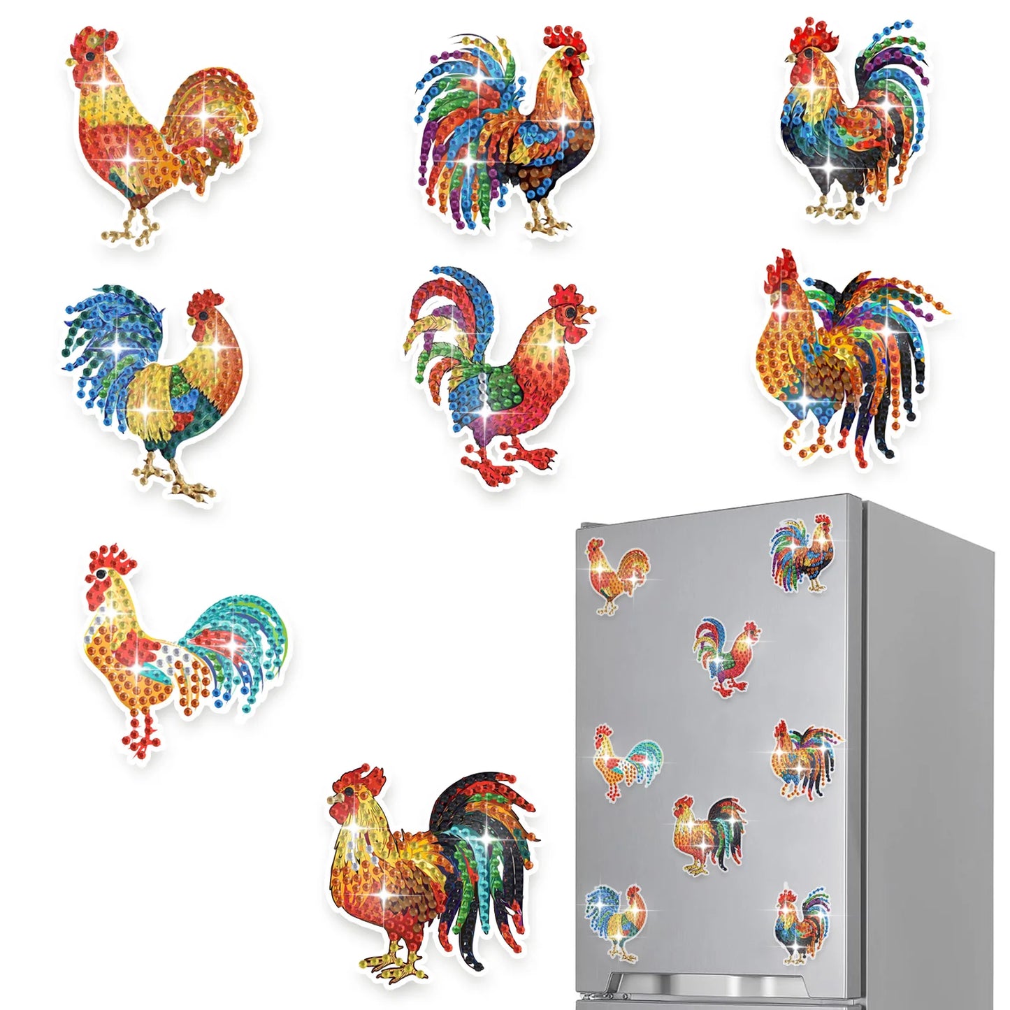 Diamond Painting Magneten Honden – Set van 8 Koelkastmagneten