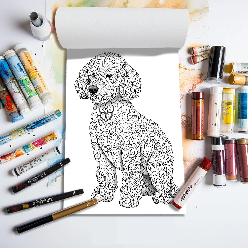 Kleurboek voor volwassenen met honden – ontspannende tekeningen A4 formaat